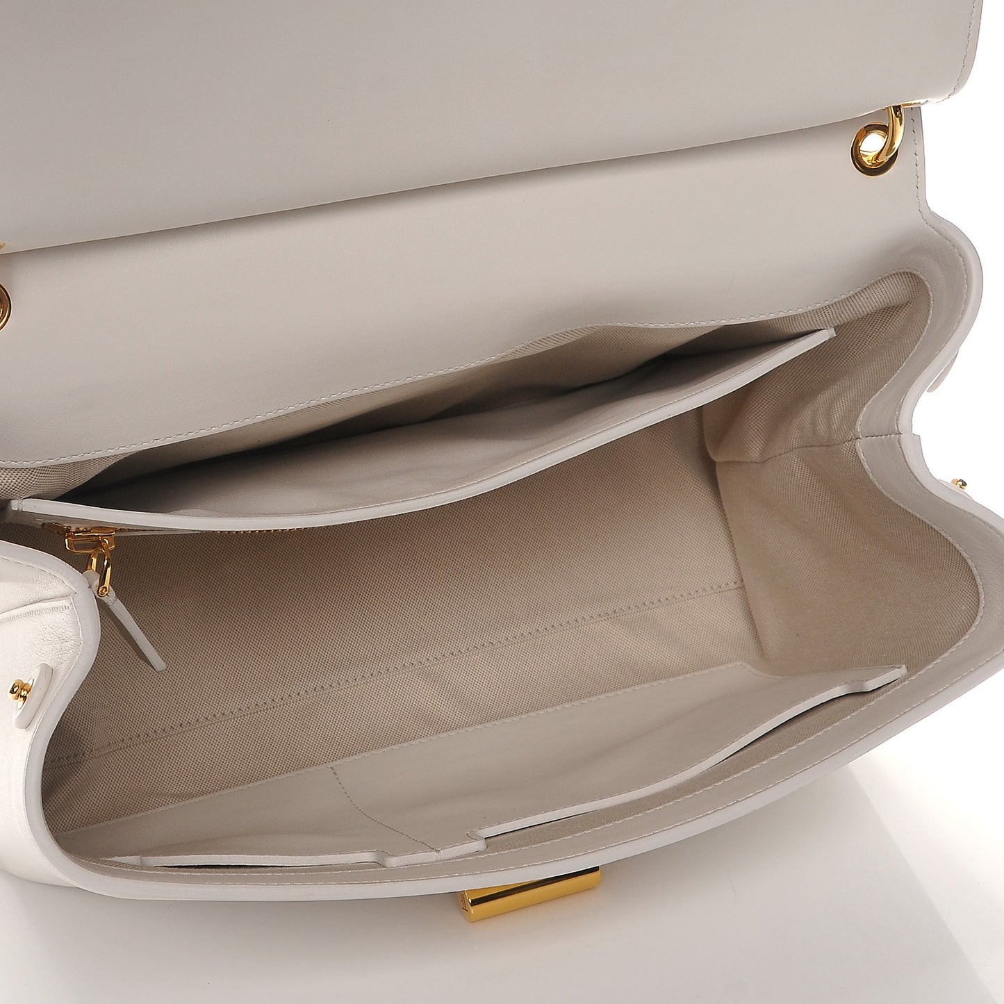 Calfskin Natalia Handle Shoulder Bag Chalk