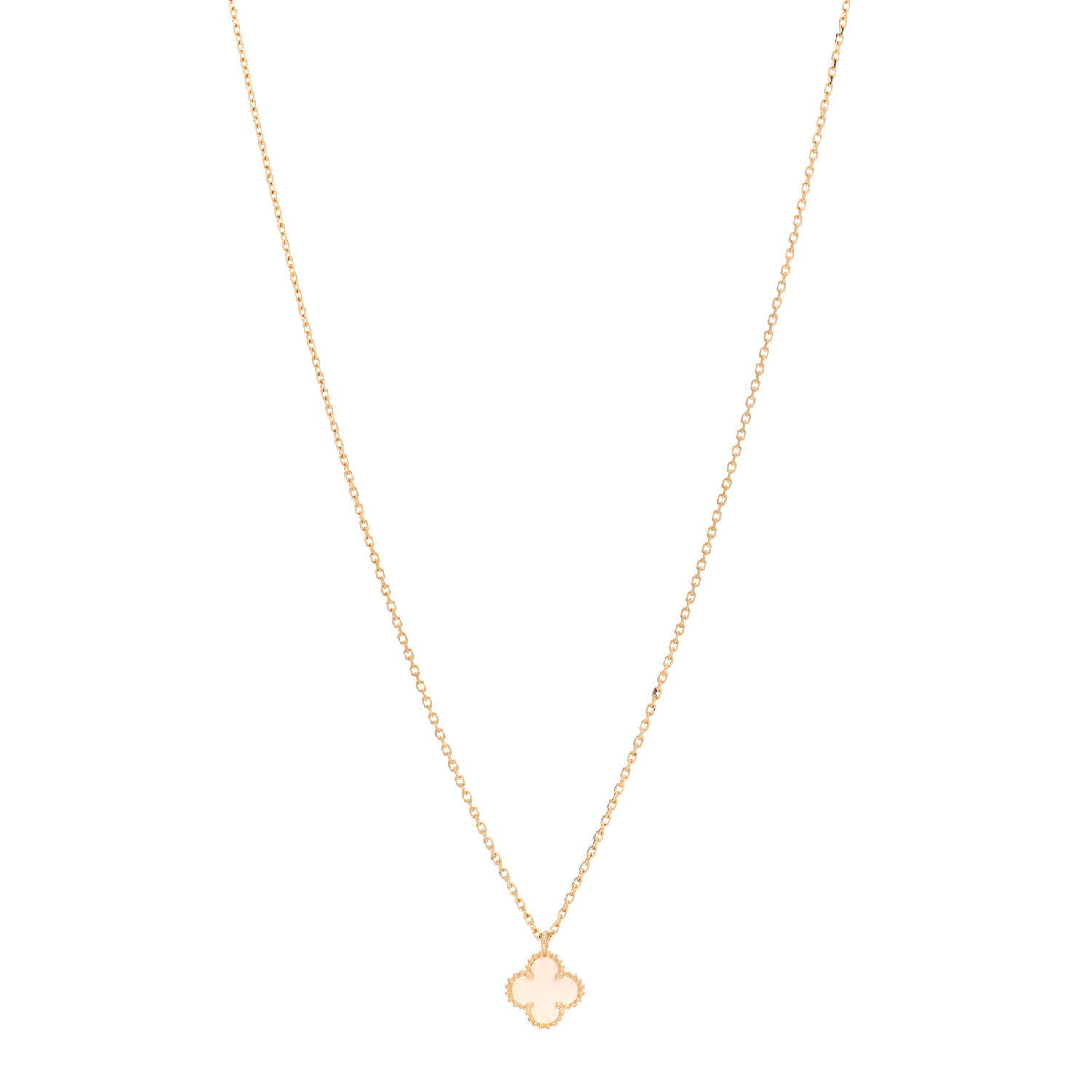 Van Cleef & Arpels 18K Yellow Gold Mother of Pearl Sweet Alhambra Pendant Necklace 1 of 4