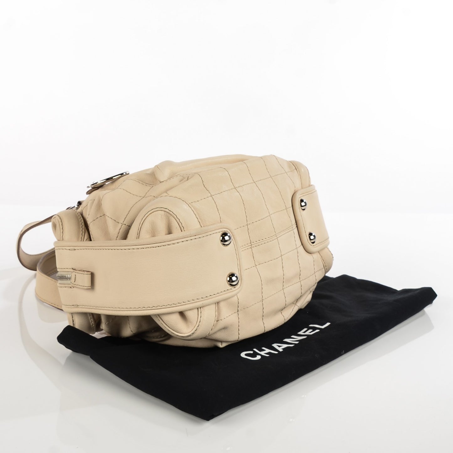 Calfskin Round Bowling Bag White