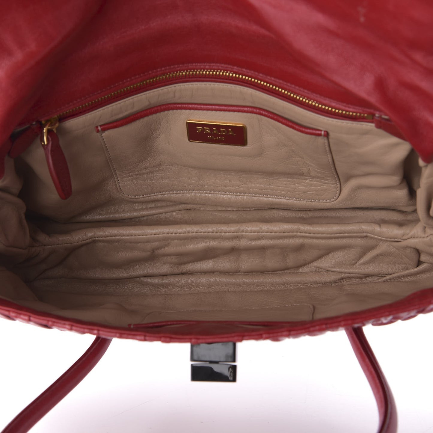 Capretto Gaufre Flap Bag Rosso