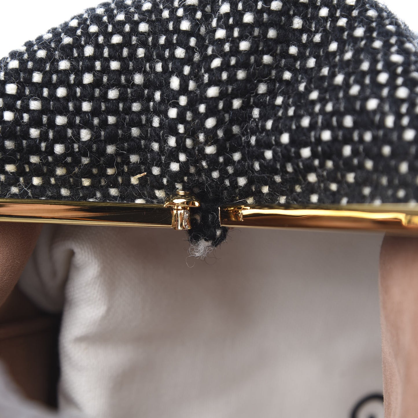 Woven Fabric Volume Clutch Black White