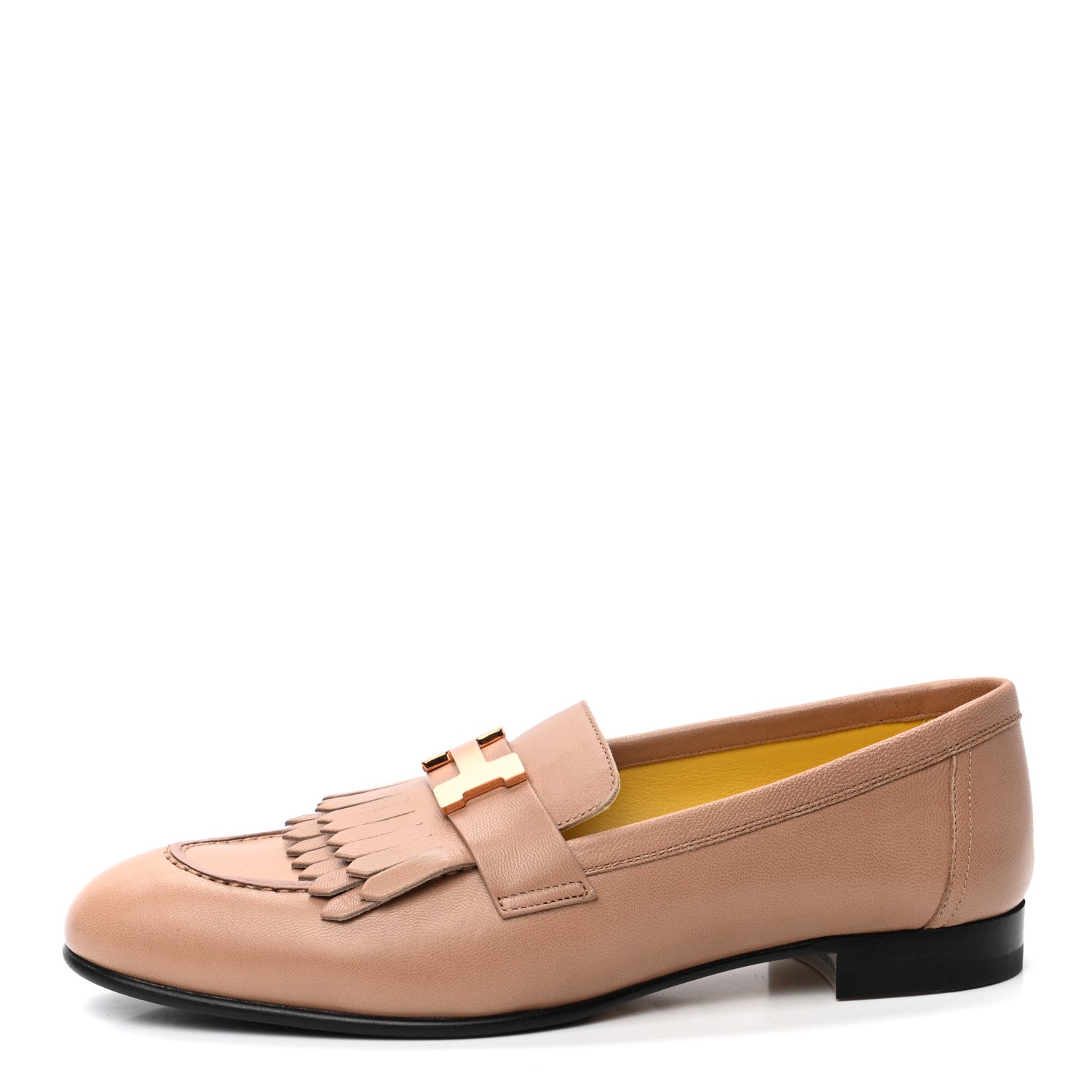 Hermes Goatskin Womens Royal Loafers 37.5 Bois De Santal 1 of 9