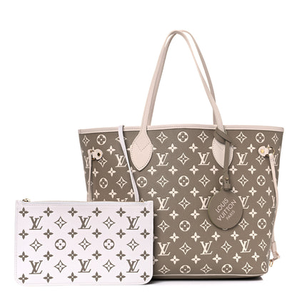 Louis Vuitton Empreinte Monogram Spring In The City Neverfull MM Kaki Beige Cream 1 of 9