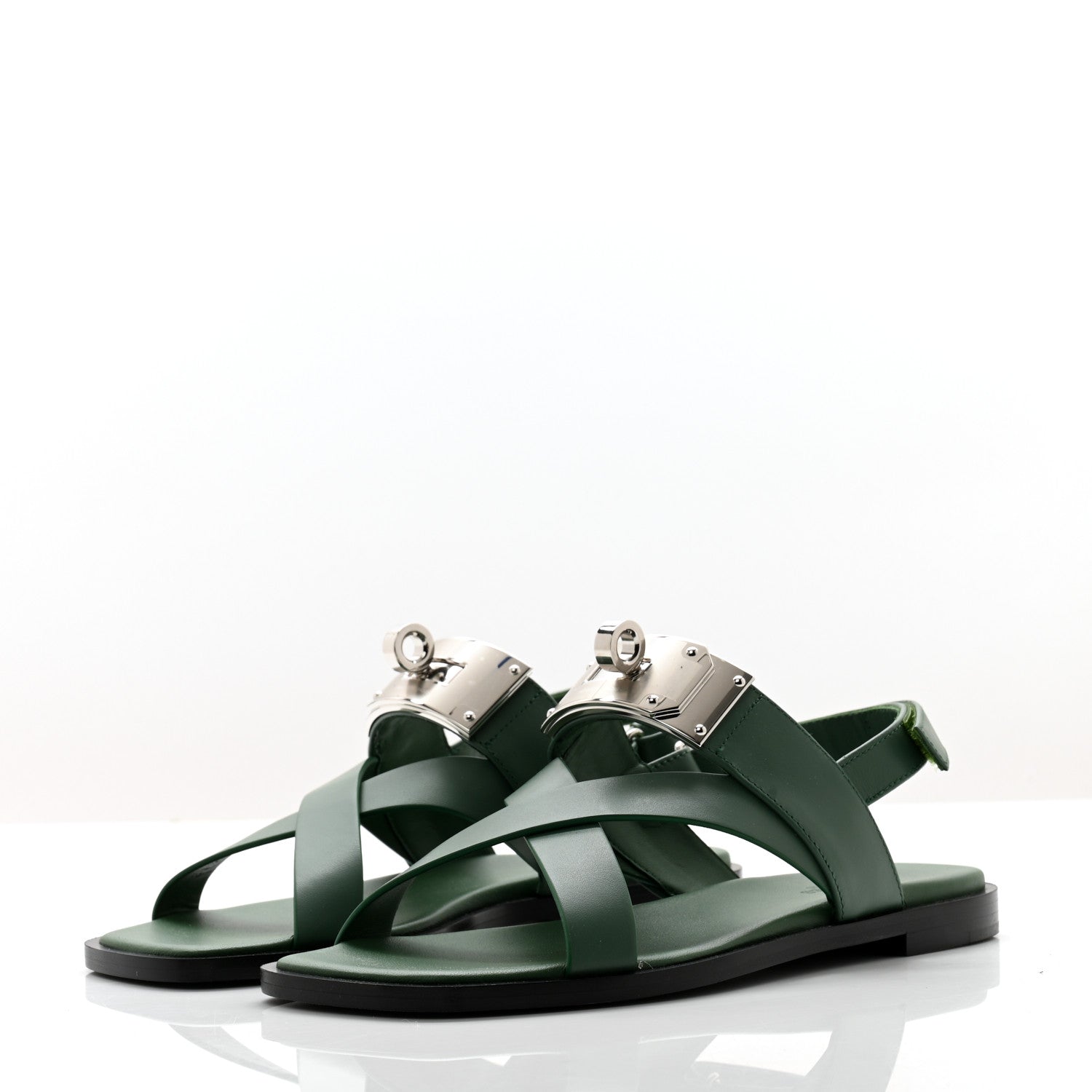 Hermes Calfskin Womens Ines Sandals 36 Vert Lierre 2 of 10
