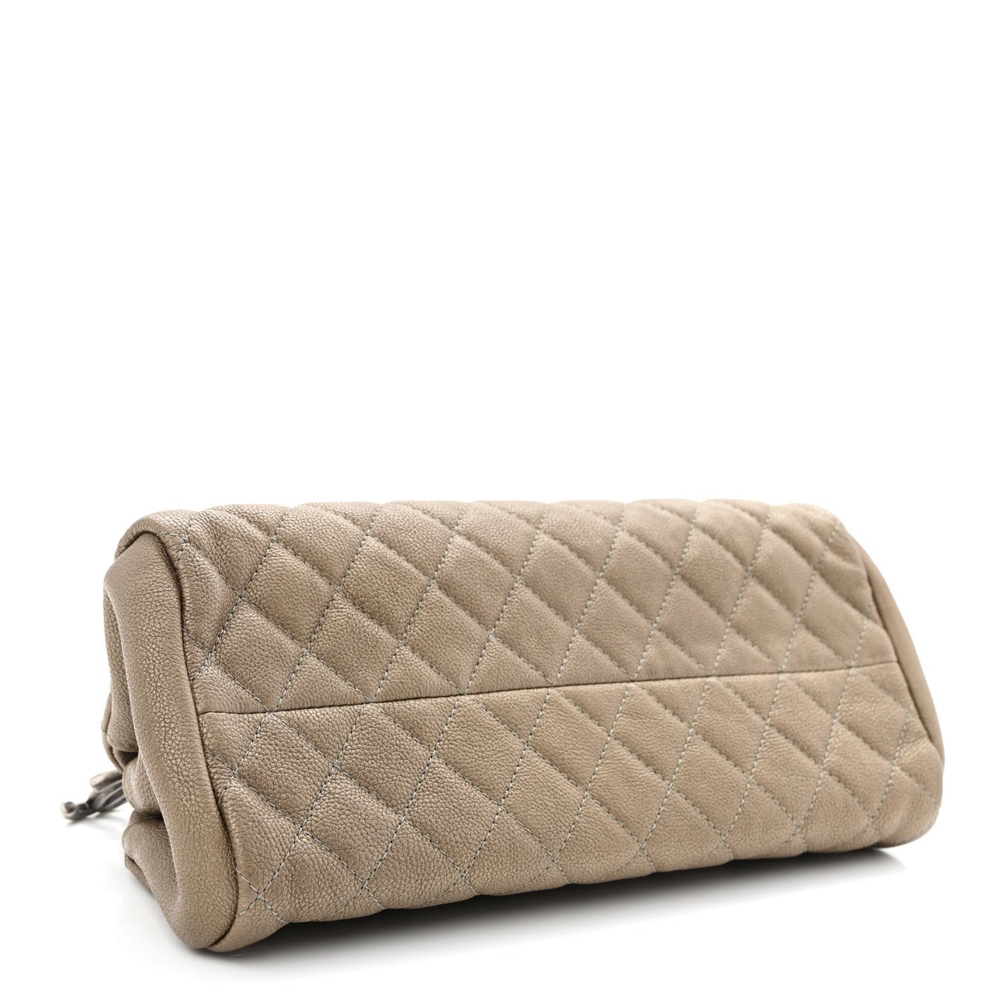 Metallic Caviar Quilted Small Just Mademoiselle Beige