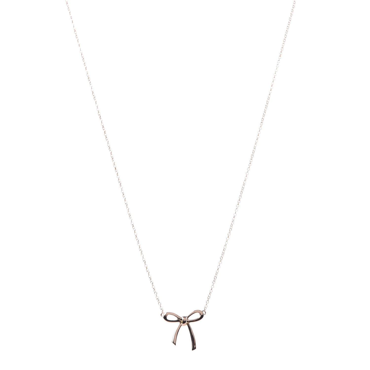 Tiffany 18K Rose Gold Mini Bow Pendant Necklace 1 of 6