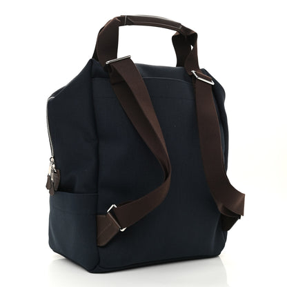 Hermes Toile Groom School Backpack Bleu Navy Feu 3 of 11
