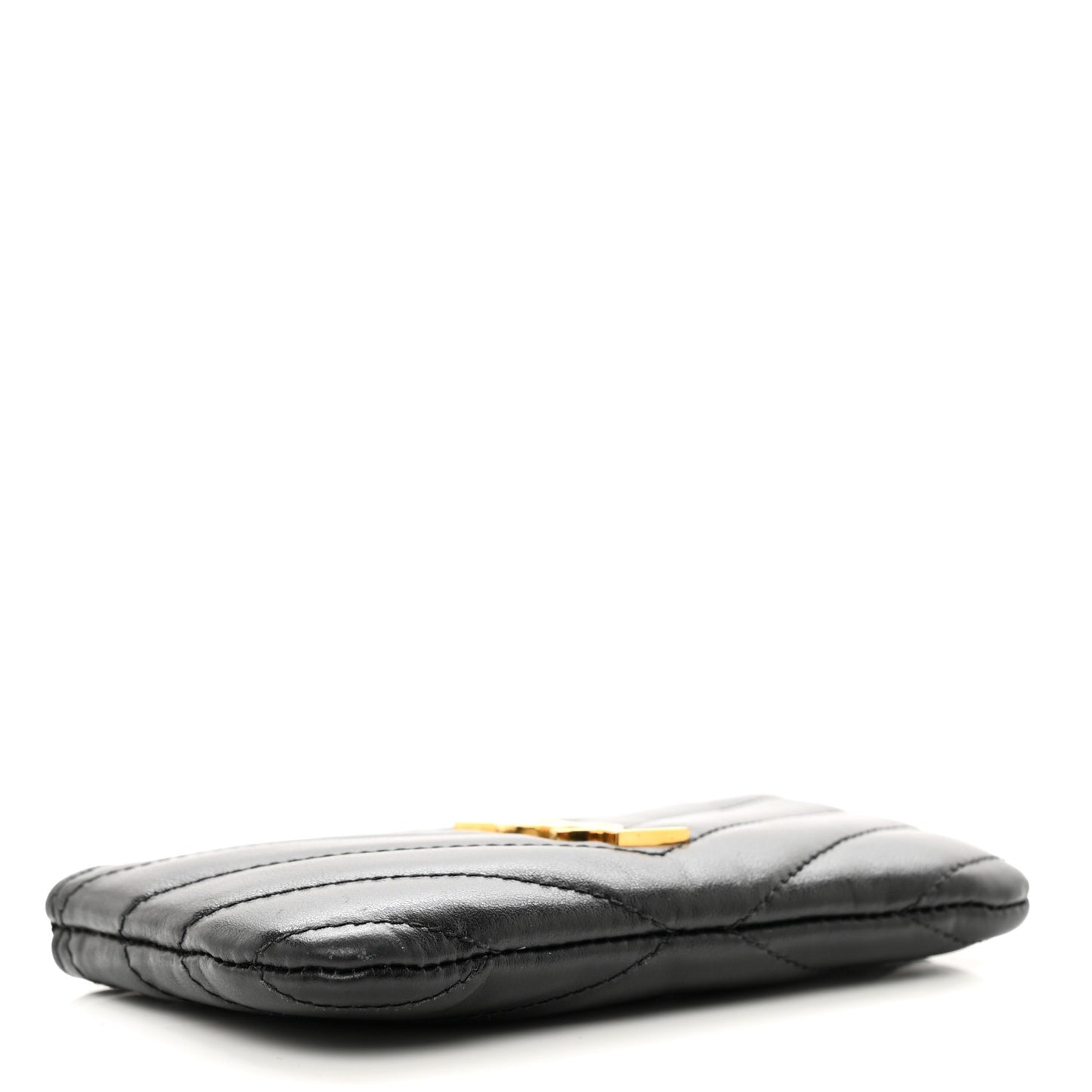 Calfskin Matelasse Monogram Key Pouch Black