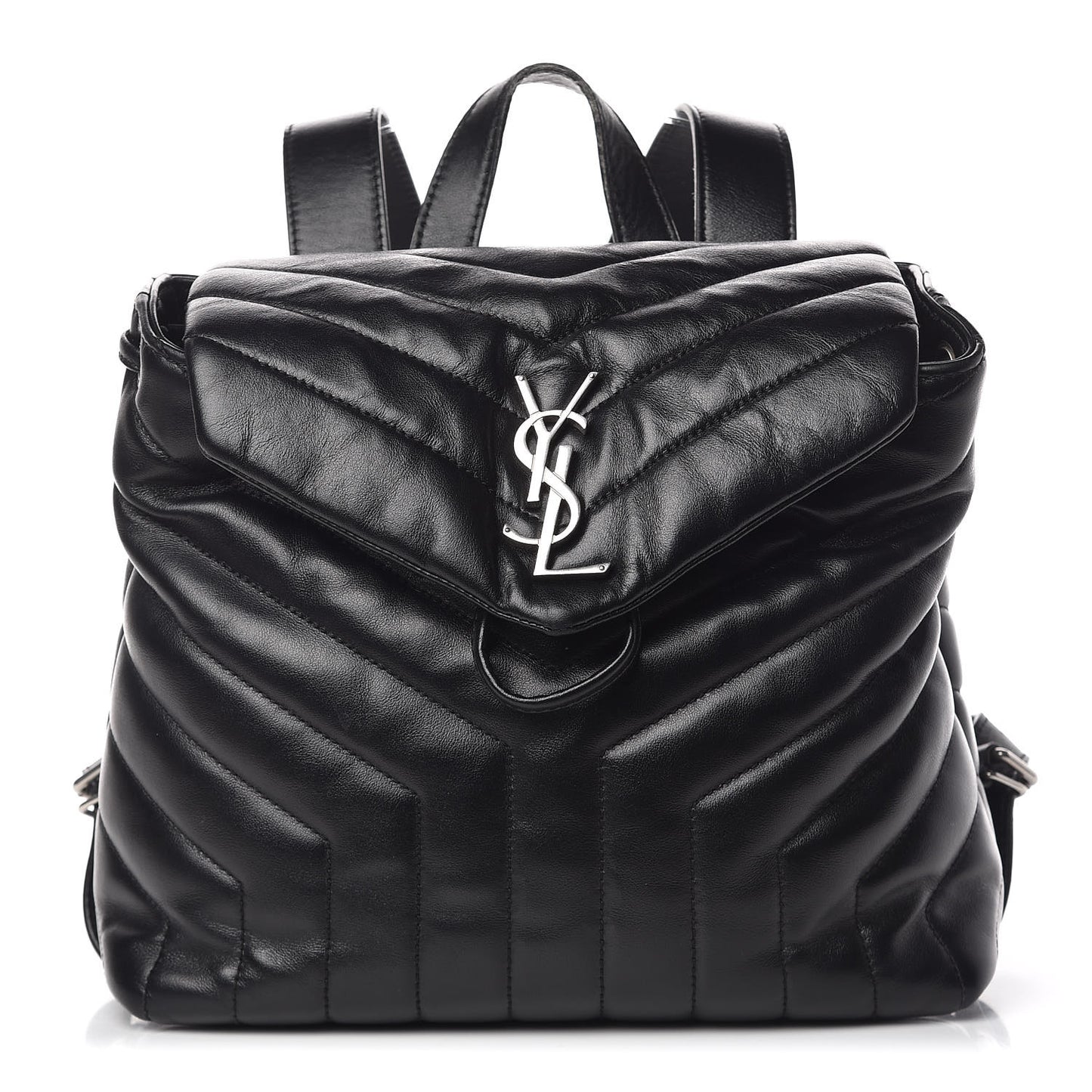 Calfskin Y Quilted Monogram Small Loulou Backpack Black
