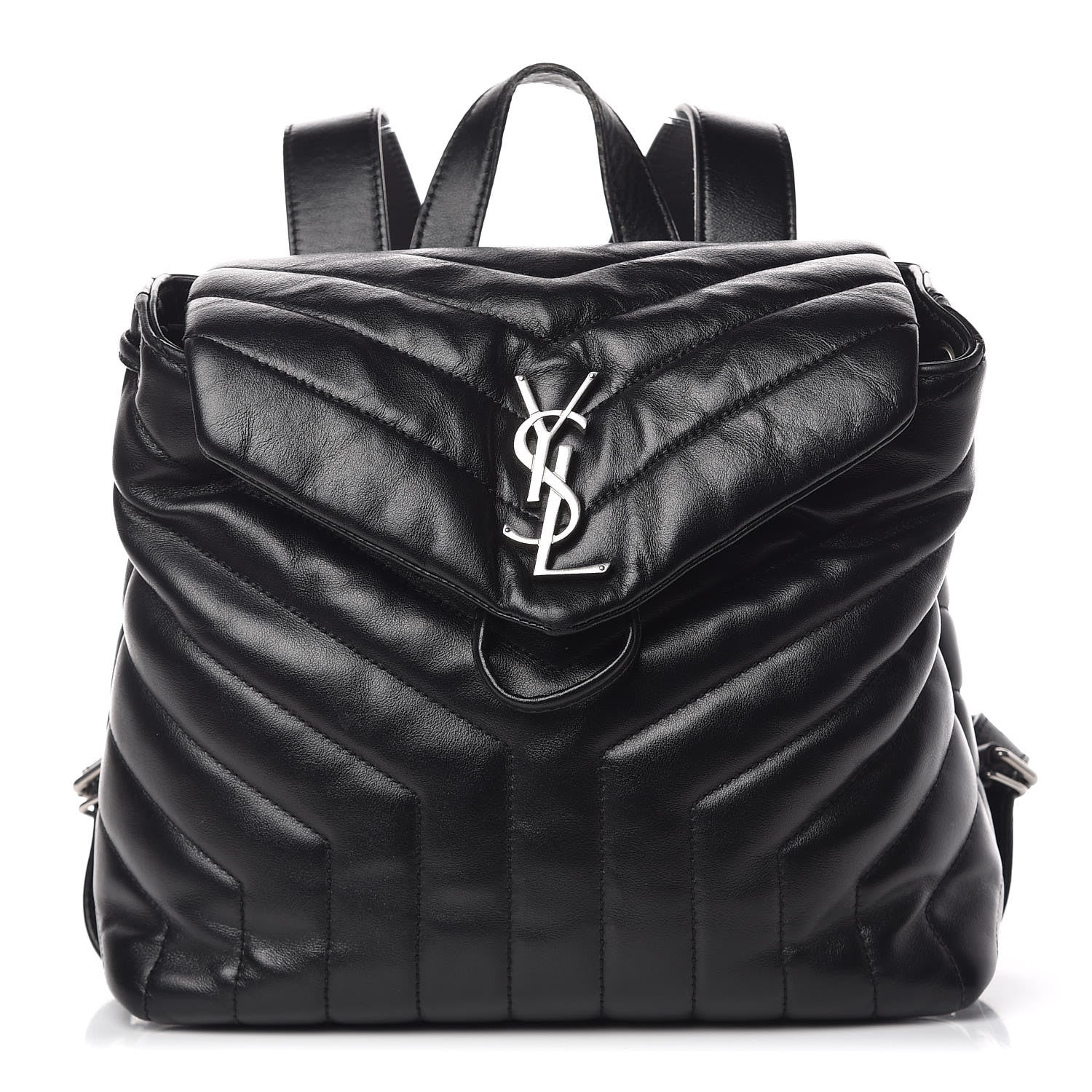 Saint Laurent Calfskin Y Quilted Monogram Small Loulou Backpack Black 1 of 12