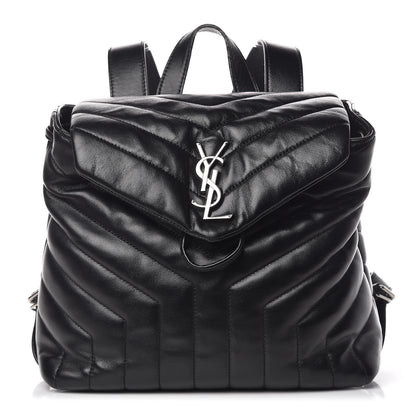 Saint Laurent Calfskin Y Quilted Monogram Small Loulou Backpack Black 1 of 12