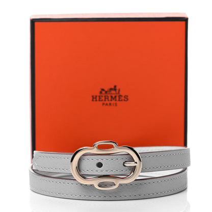 Hermes Evercolor Boucleries Triple Tour Bracelet T3 Gris Perle White 5 of 5