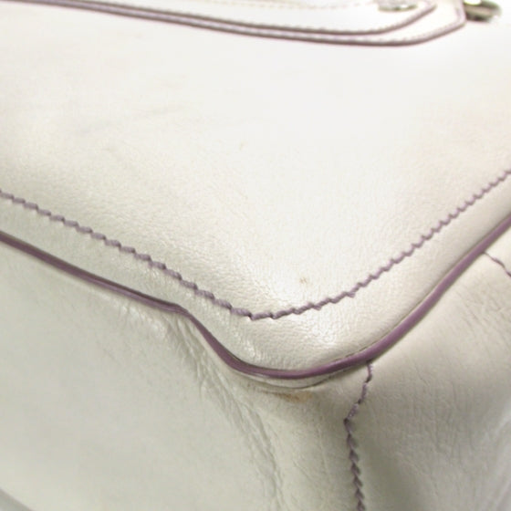Leather Boogie Satchel White/Lavender