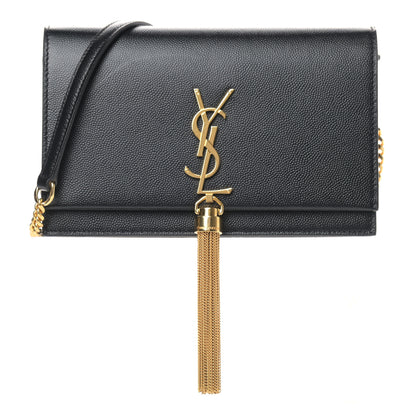 Saint Laurent Grain De Poudre Classic Monogram Kate Tassel Chain Wallet Black 1 of 9