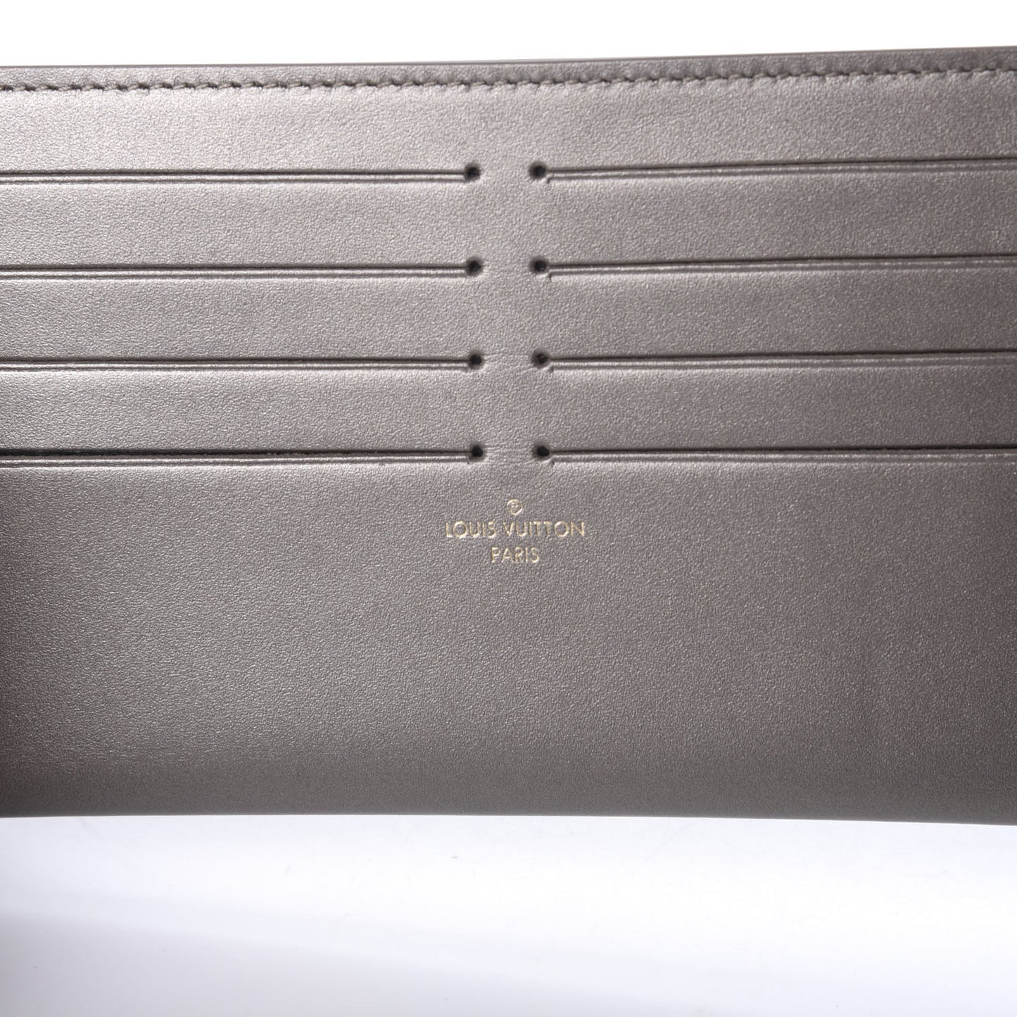 Calfskin Felicie Card Holder Insert Champagne Metallise