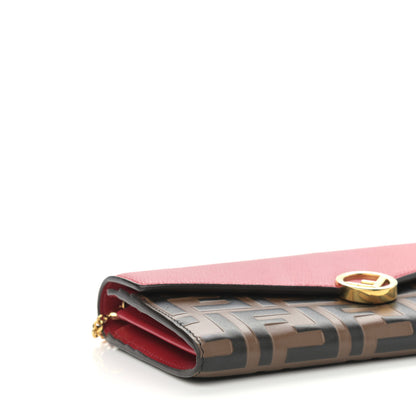 Fendi Vitello Cruise F is Fendi Bi-Color FF 1974 Embossed Continental Envelope Wallet On Chain Maya Black Fragola 9 of 10