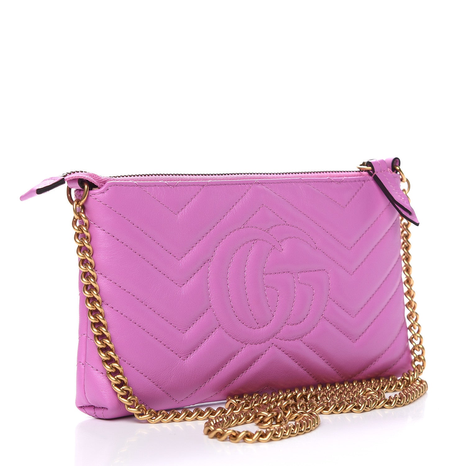 Gucci Calfskin Matelasse Mini GG Marmont Chain Bag Candy Mousse 3 of 11