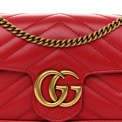 Gucci Calfskin Matelasse Super Mini GG Marmont Shoulder Bag Hibiscus Red 8 of 10