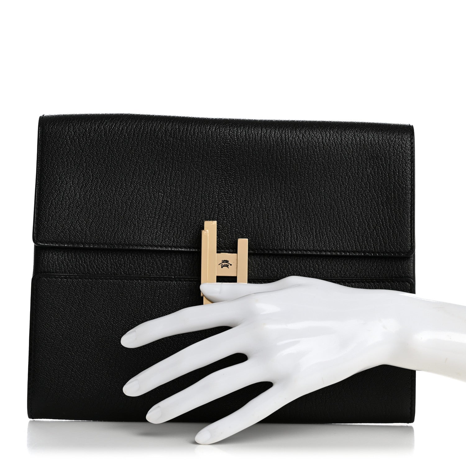 Hermes Chevre Mysore Cinhetic Clutch Black 2 of 10
