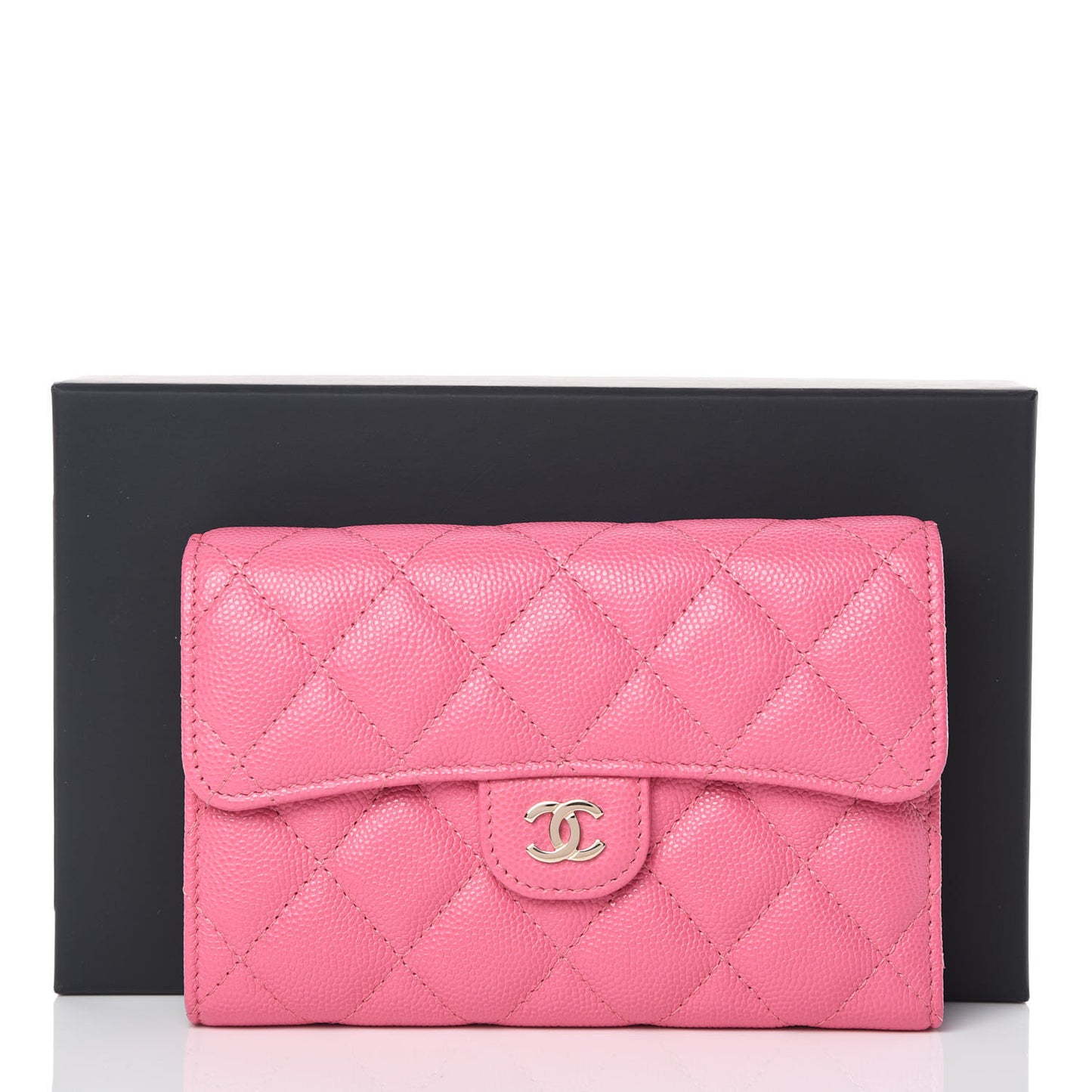Caviar Quilted Medium Flap Wallet Pink