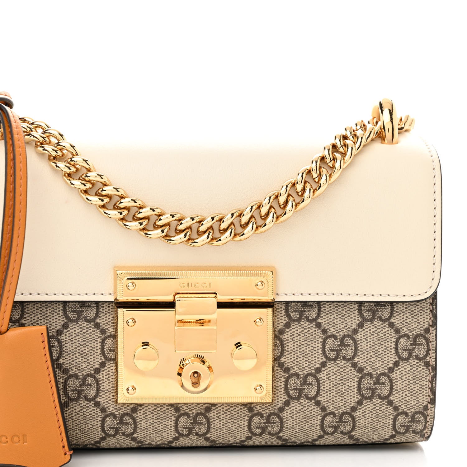 Gucci GG Supreme Monogram Calfskin Small Padlock Shoulder Bag Beige Mystic White Sun Oil 8 of 13