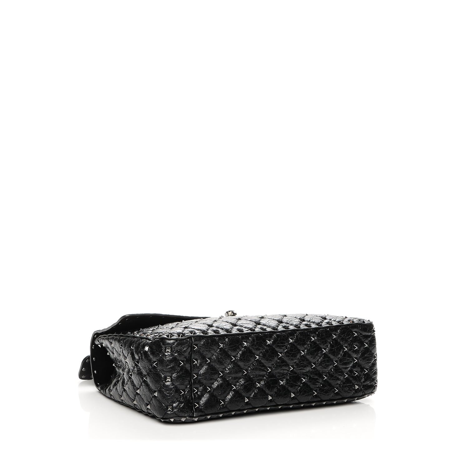 Lambskin Large Rockstud Spike Shoulder Bag Black