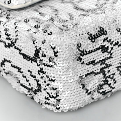 Chanel Sequin Logo Mini Rectangular Flap White Black 8 of 10