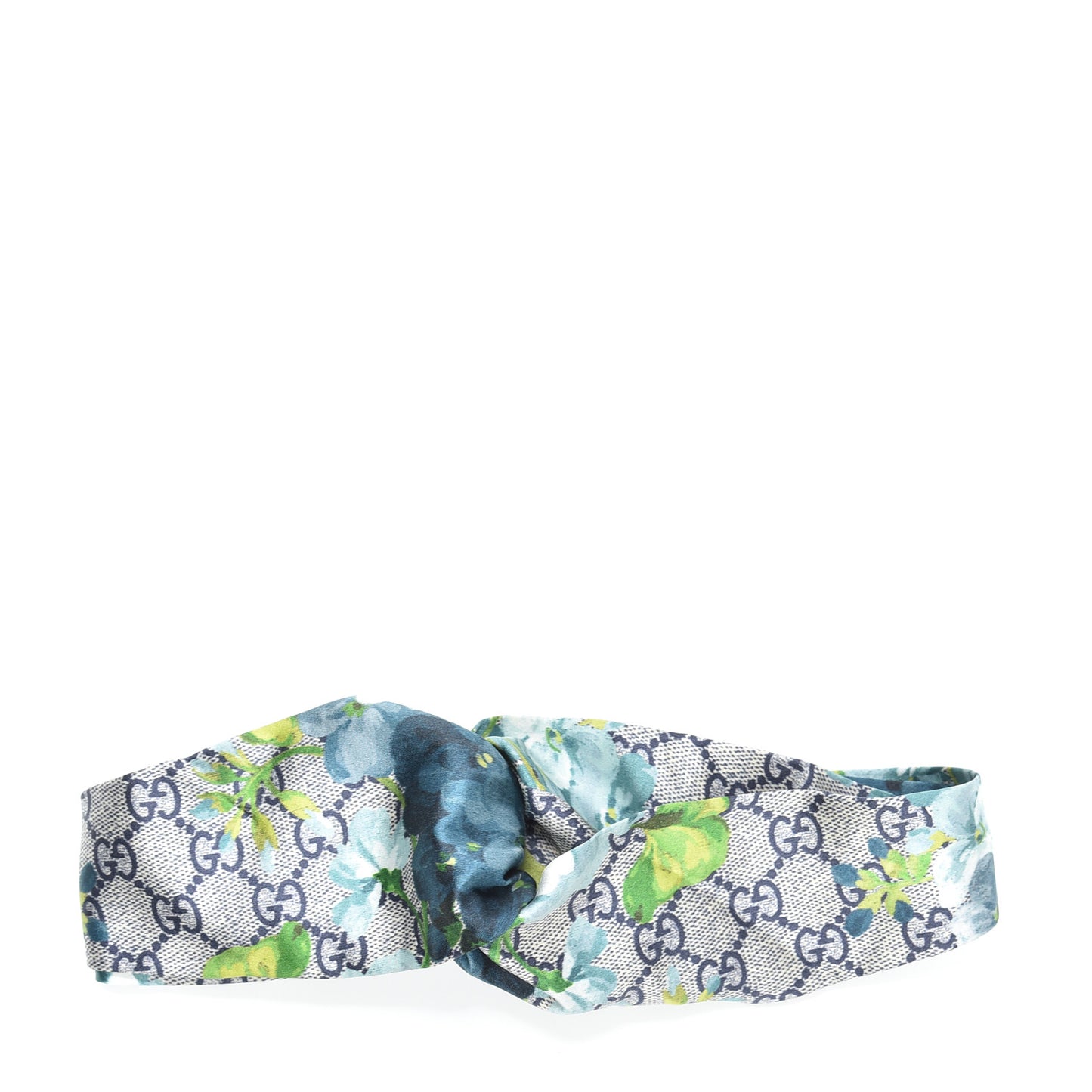 Silk Monogram Blooms Print Headband Blue