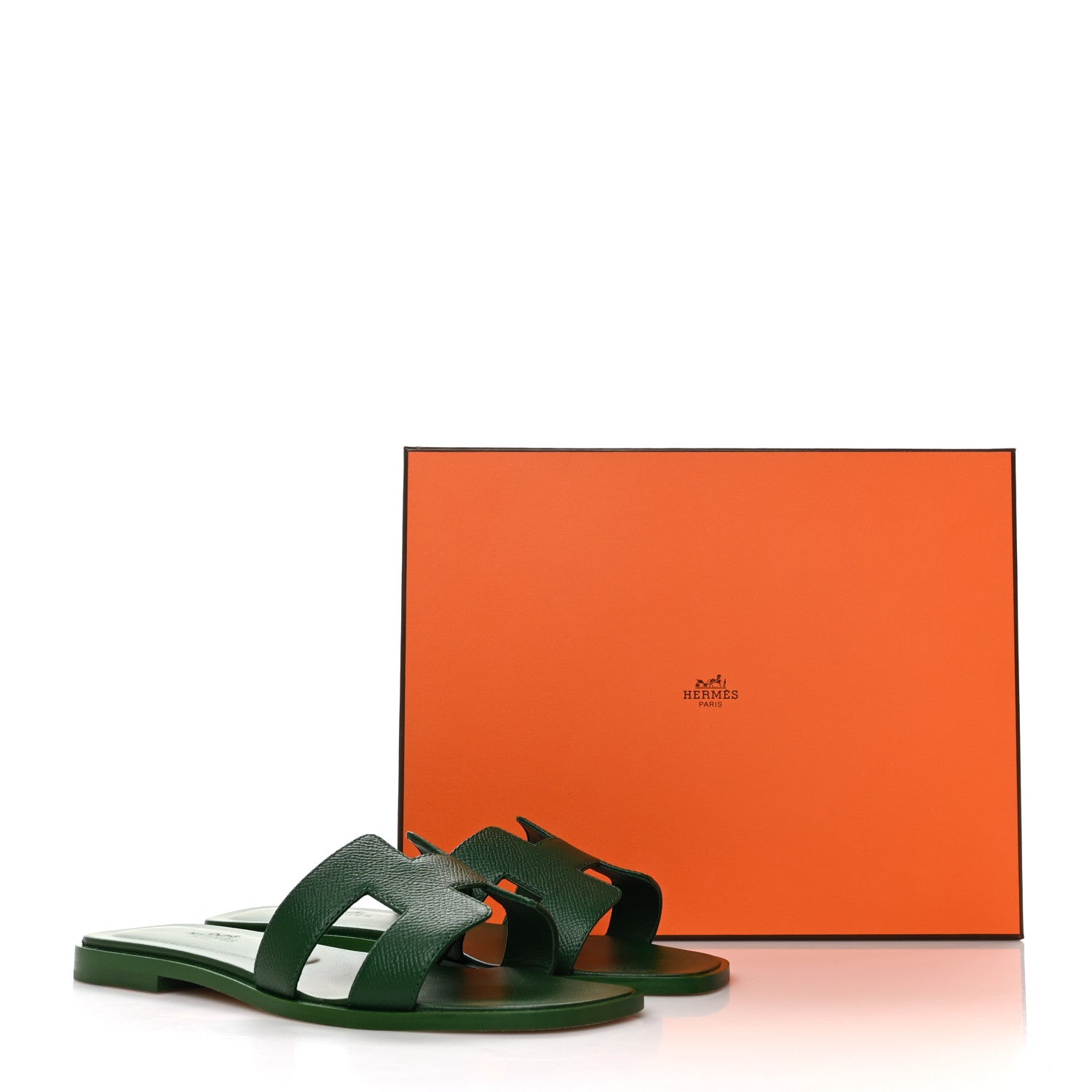 Hermes Epsom Oran Sandals 37 Vert Cactus 9 of 9