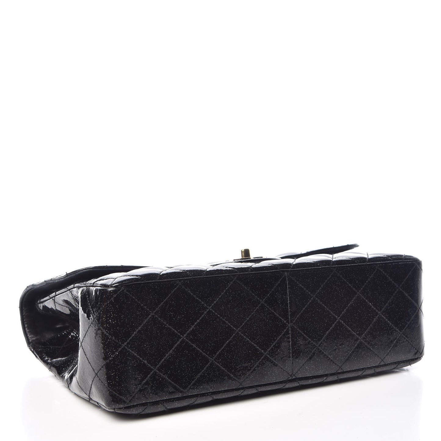 Patent Quilted Sparkle Glitter Jumbo Single Flap Black
