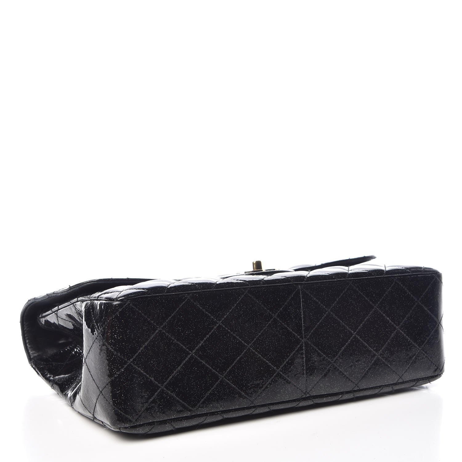 Chanel Patent Quilted Sparkle Glitter Jumbo Single Flap Black 4 of 11