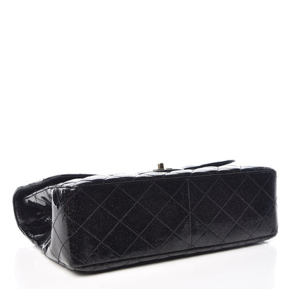 Chanel Patent Quilted Sparkle Glitter Jumbo Single Flap Black 4 of 11