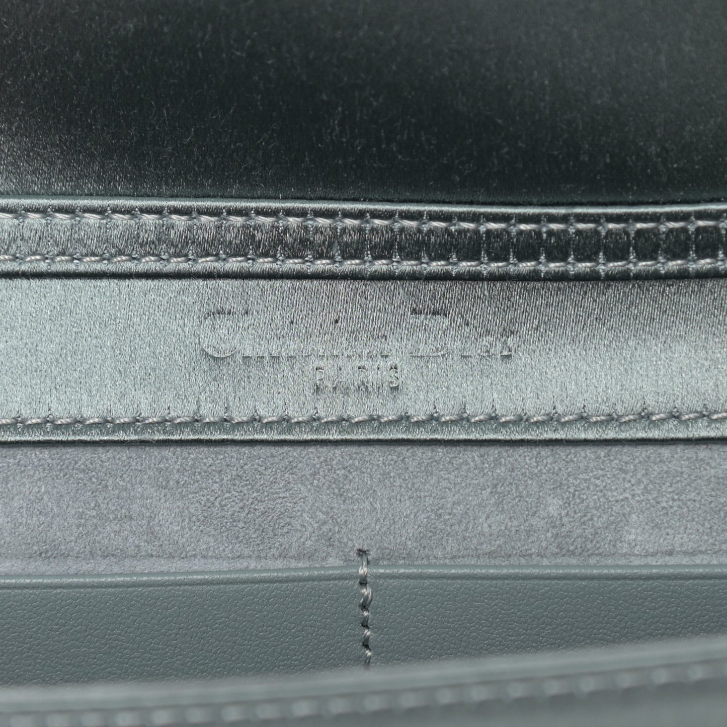 Satin Diorama Wallet on Chain Pouch Blue Gray