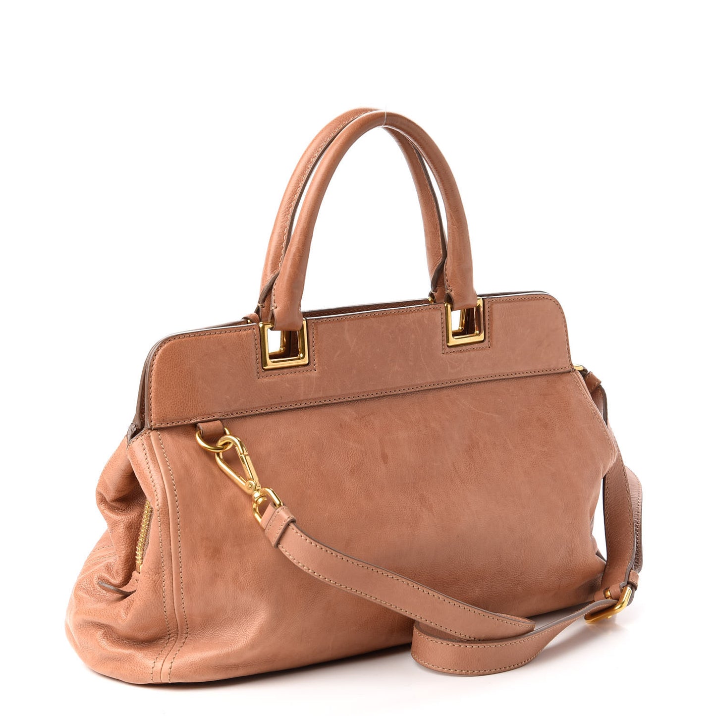 Glace Calf Frame Satchel Cammeo