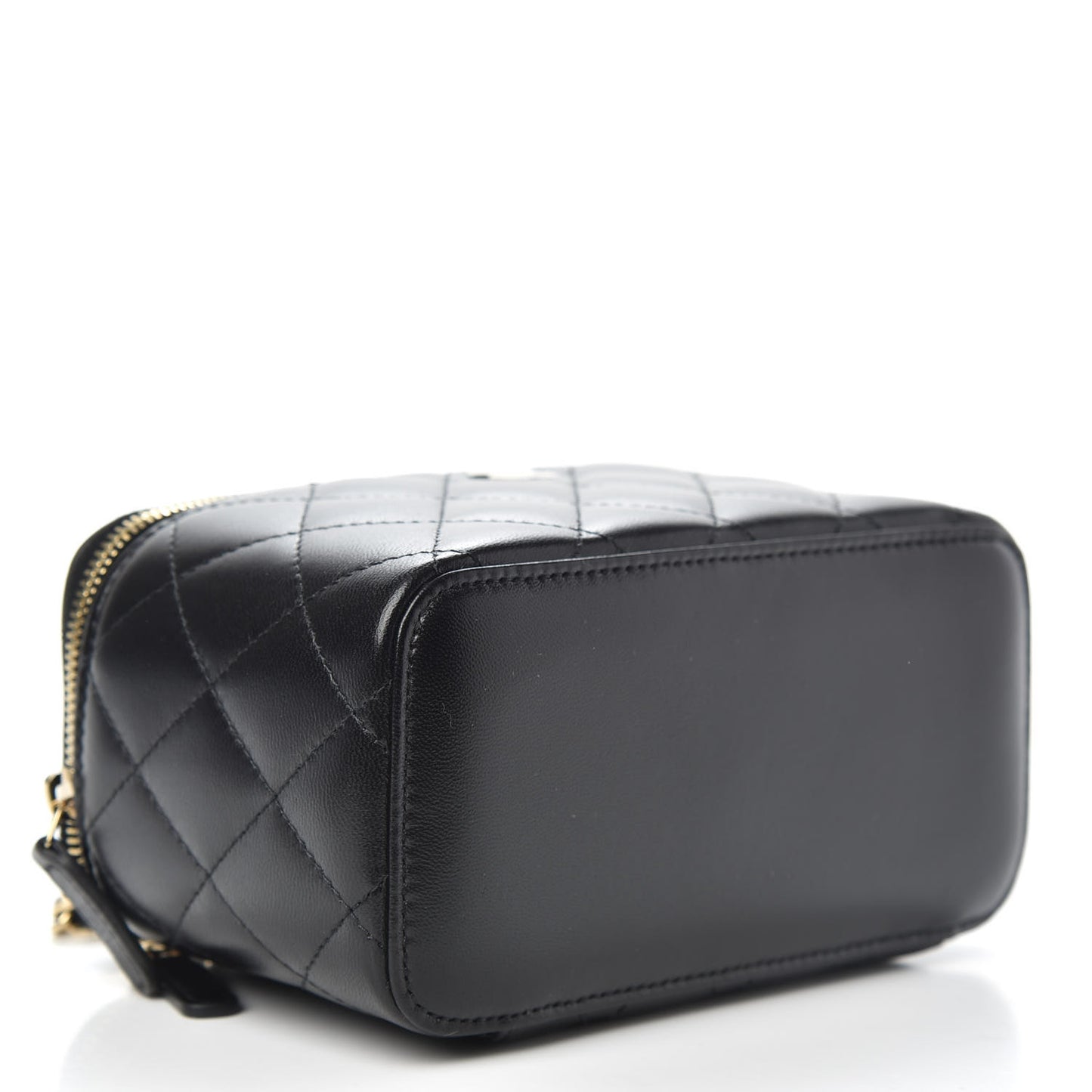 Lambskin Quilted Small Vanity Case With Chain Black