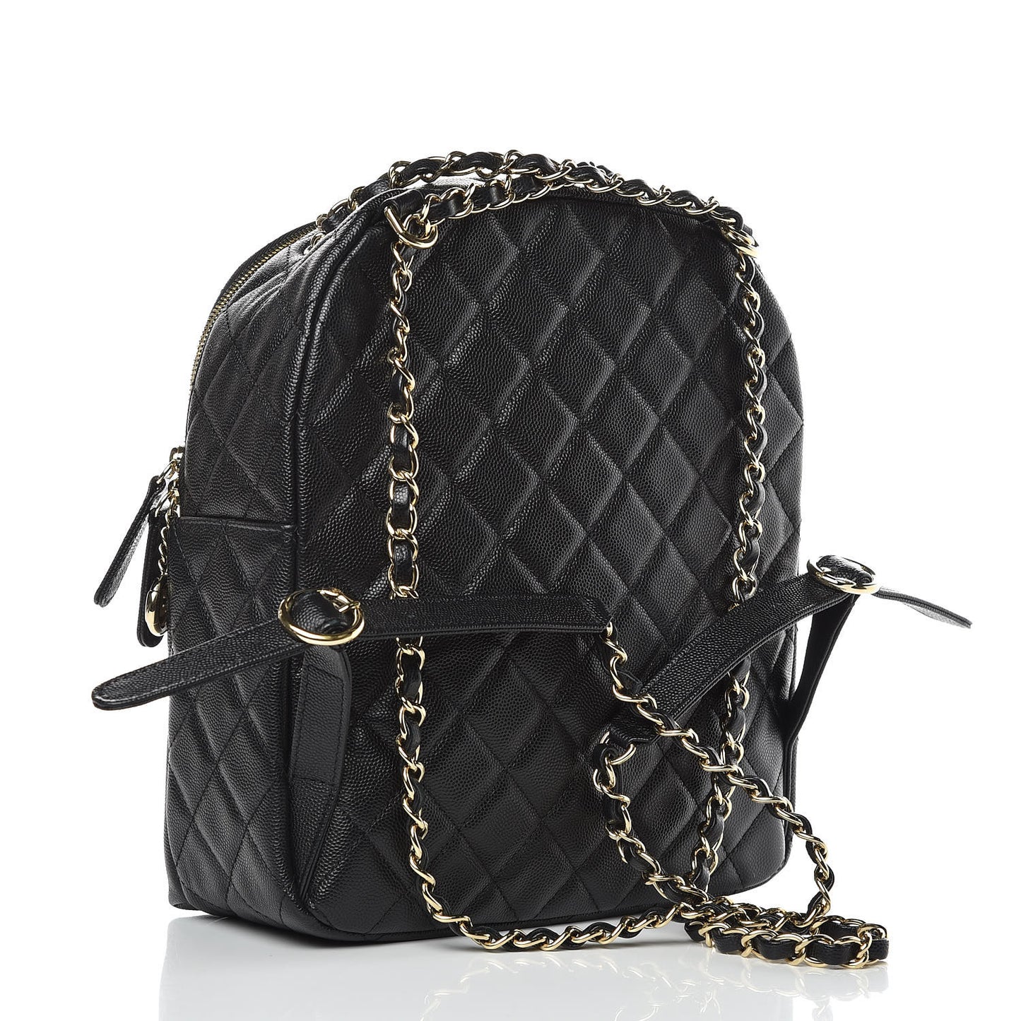 Caviar Quilted Medium Zip Around Backpack Black