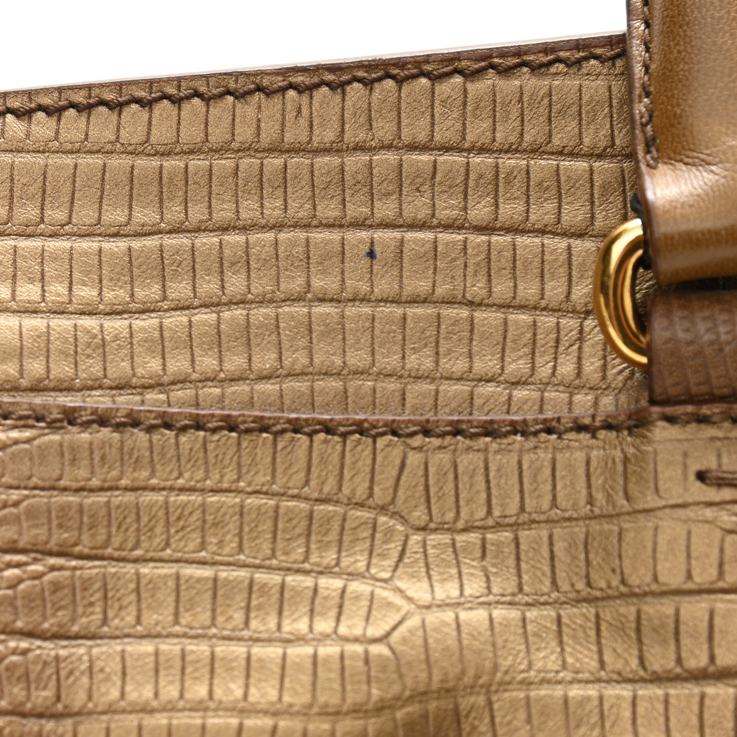 Saint Laurent Lizard Calfskin Embossed Medium Cabas ChYc Brown 22 of 24