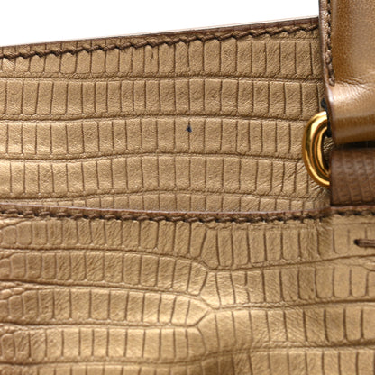 Saint Laurent Lizard Calfskin Embossed Medium Cabas ChYc Brown 22 of 24