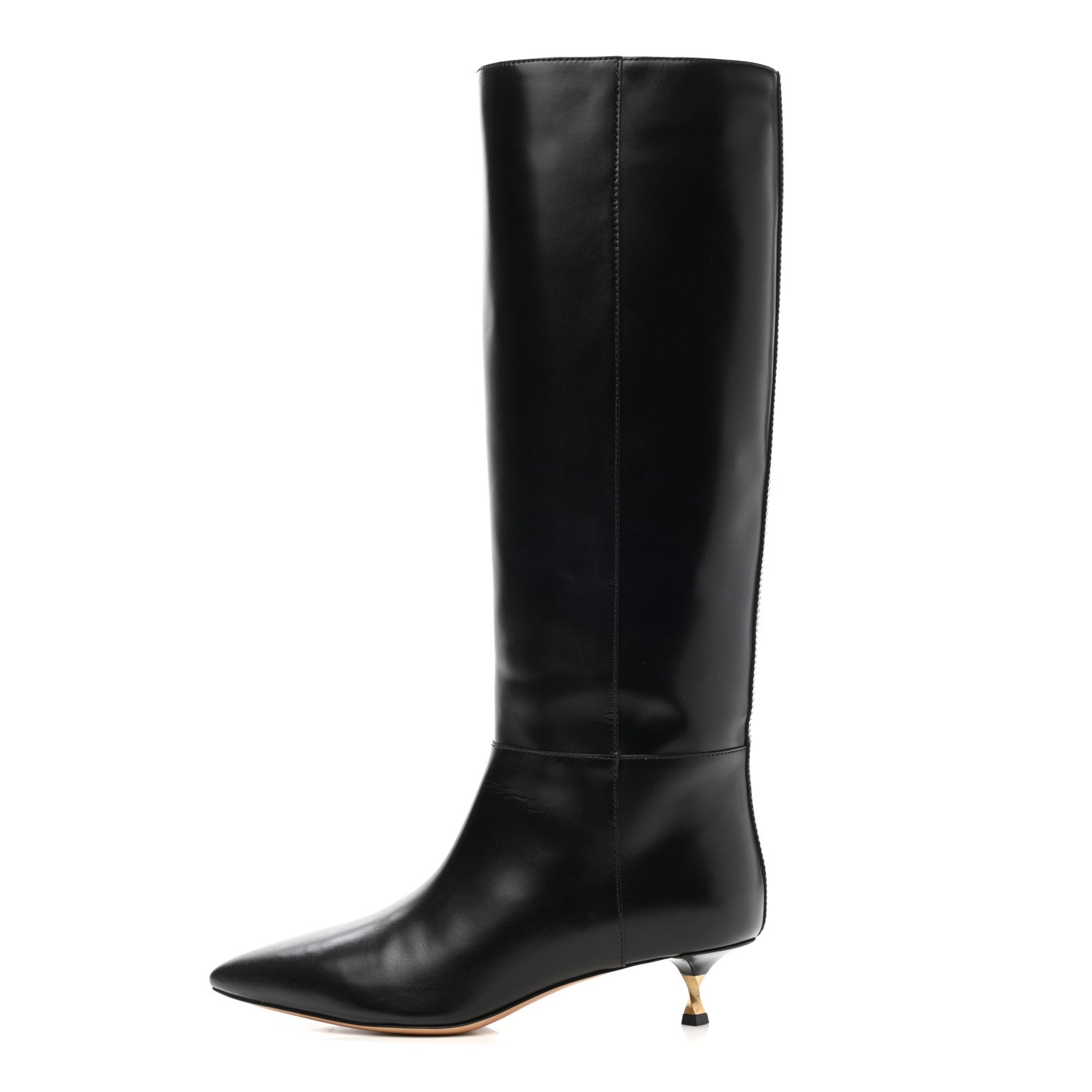 Valentino Garavani Calfskin Knee High Kitten Heel Boots 38.5 Black 1 of 7