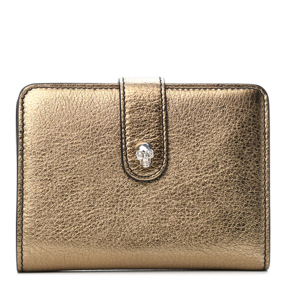 Alexander McQueen Metallic Calfskin Skull French Wallet Gold 1 of 4