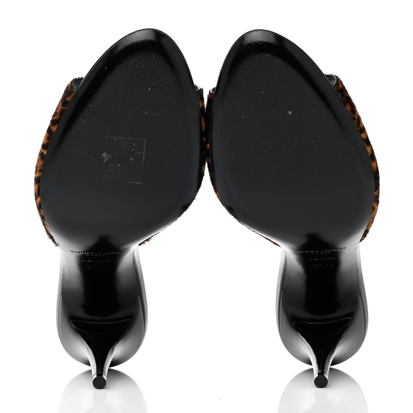 Pony Hair Leopard Print Sexy 95mm Pumps 38.5 Natural Black
