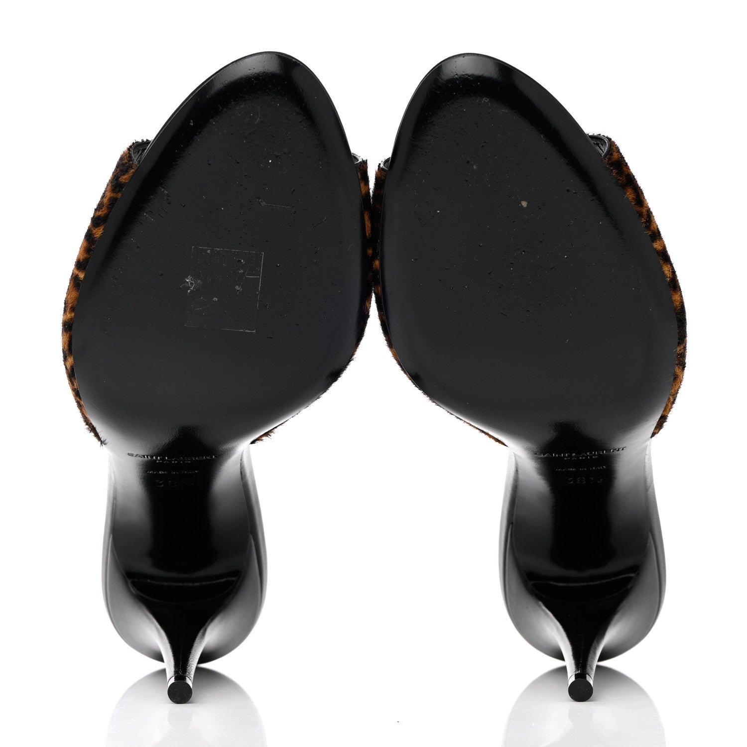Saint Laurent Pony Hair Leopard Print Sexy 95mm Pumps 38.5 Natural Black 5 of 13