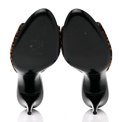 Saint Laurent Pony Hair Leopard Print Sexy 95mm Pumps 38.5 Natural Black 5 of 13