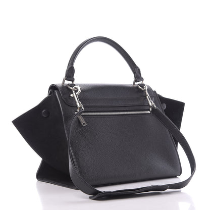 Celine Drummed Calfskin Suede Small Trapeze Black 3 of 13