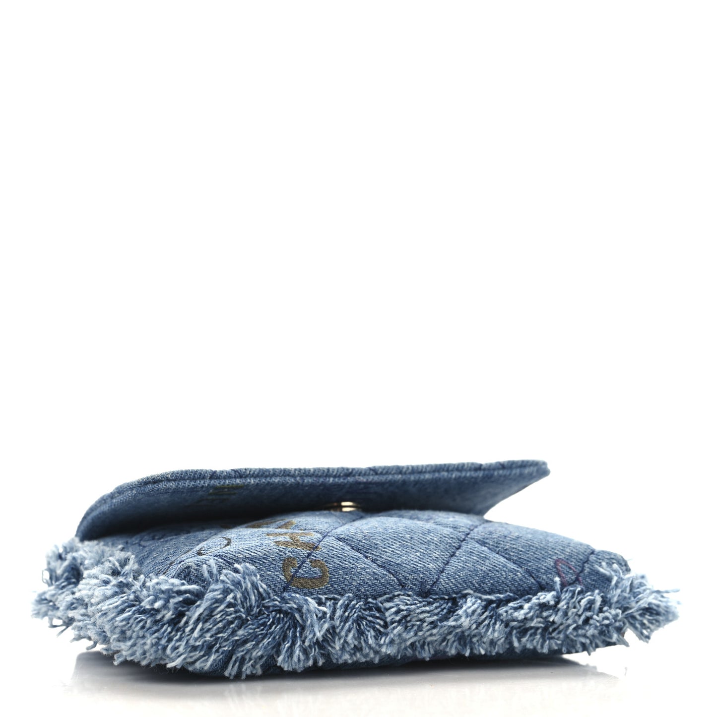 Denim Quilted Denim Mood Clutch With Chain Blue Multicolor