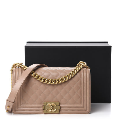 Chanel Caviar Quilted Medium Boy Flap Beige 12 of 12