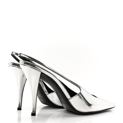 Saint Laurent Patent Tom 90 Dream Slingback Pumps 40 Argento 5 of 8