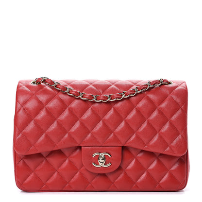 Chanel Caviar Quilted Jumbo Double Flap Red 1 of 11