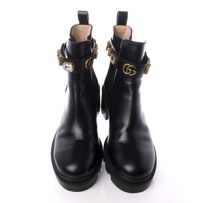 Gucci Calfskin Crystal GG Trip Chelsea Ankle Boots 39.5 Black 5 of 10