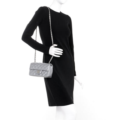 Chanel Metallic Lambskin Quilted Mini Rectangular Flap Silver 2 of 8